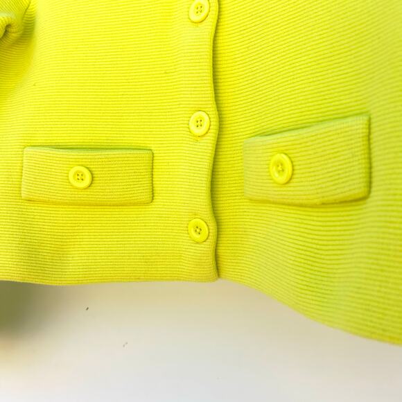 Alice + Olivia Ila Knit Neon Collared Cardigan Sweater Top Green Yellow XS - Picture 9 of 12